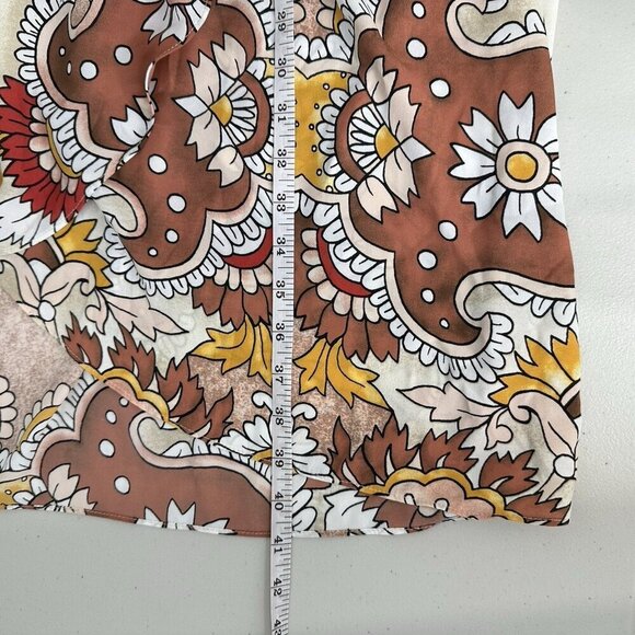 Bcbg Maxi Wrap Skirt Sz XXS Floral Paisley Dusty Rio Red - Picture 12 of 12